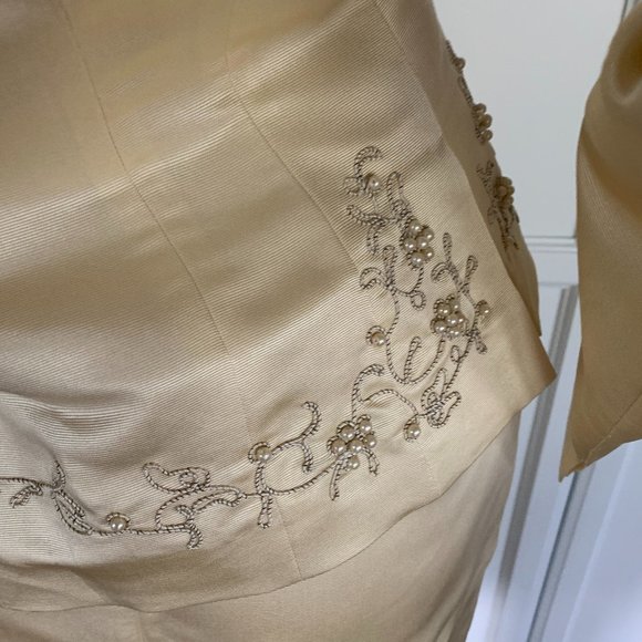jones ny 6 satin creamy ivory goldish jacket skirt - Picture 6 of 6
